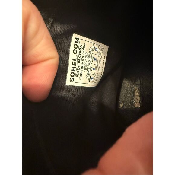 Sorel Phoenix Black Leather Round Toe Waterproof Side Zip Ankle Boots Size 10 - Picture 6 of 6